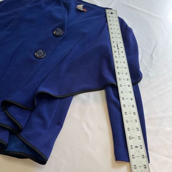 Design Today’s Cobalt Blue Pea Coat Big Button Lagenlook Jacket Size Medium - Picture 7 of 8